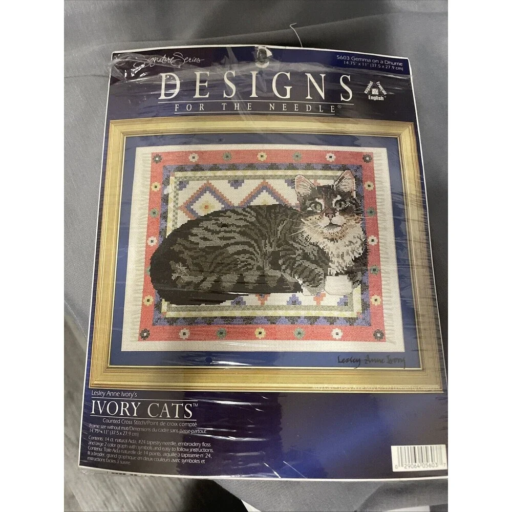 Designs For The Needle Counted Cross Stitch Kit Ivory Cats Gemma On A Dhurrie...